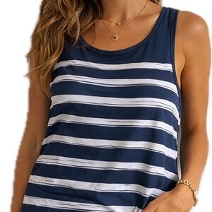 Columbia Navy and White Striped Tank Top